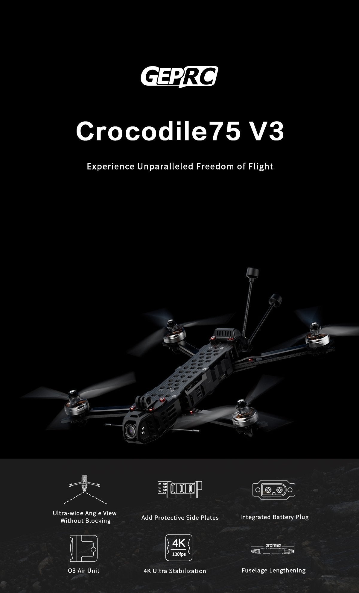 Imagen del GEPRC Crocodile75 V3 Analog Long Range FPV